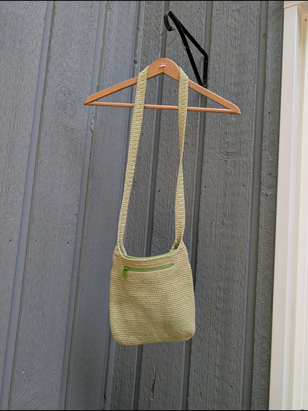 Light Green Crochet Crossbody Bag - Unbranded